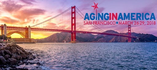 Golden state bridge with Aging in America conference logo